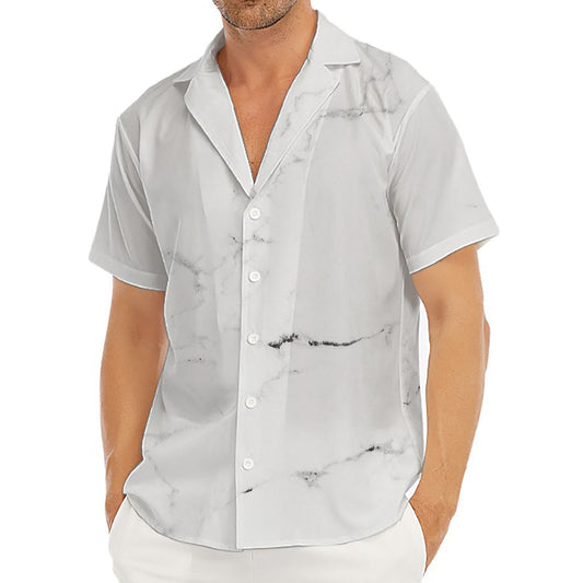 White Grunge Marble Print Men's Deep V-Neck Shirt
