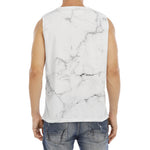 White Grunge Marble Print Men's Fitness Tank Top