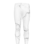 White Grunge Marble Print Men's leggings