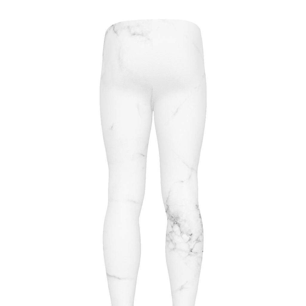 White Grunge Marble Print Men's leggings