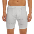 White Grunge Marble Print Men's Long Boxer Briefs