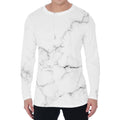 White Grunge Marble Print Men's Long Sleeve T-Shirt
