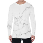 White Grunge Marble Print Men's Long Sleeve T-Shirt