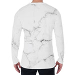 White Grunge Marble Print Men's Long Sleeve T-Shirt