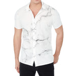 White Grunge Marble Print Men's Shirt