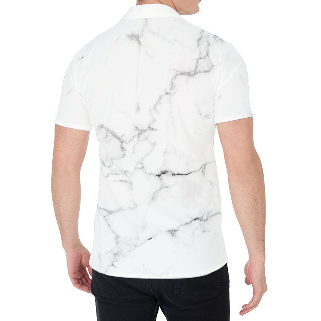 White Grunge Marble Print Men's Shirt