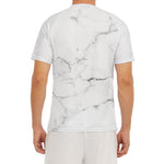 White Grunge Marble Print Men's Short Sleeve Rash Guard