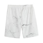 White Grunge Marble Print Men's Sports Shorts