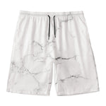 White Grunge Marble Print Men's Swim Trunks