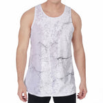 White Grunge Marble Print Men's Velvet Tank Top