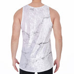 White Grunge Marble Print Men's Velvet Tank Top