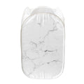 White Grunge Marble Print Mesh Laundry Hamper