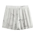 White Grunge Marble Print Mesh Shorts
