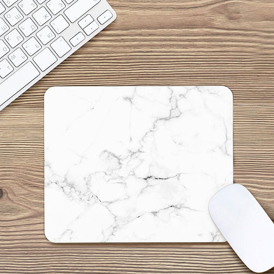 White Grunge Marble Print Mouse Pad