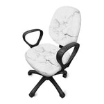 White Grunge Marble Print Office Chair Cover