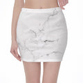White Grunge Marble Print Pencil Mini Skirt