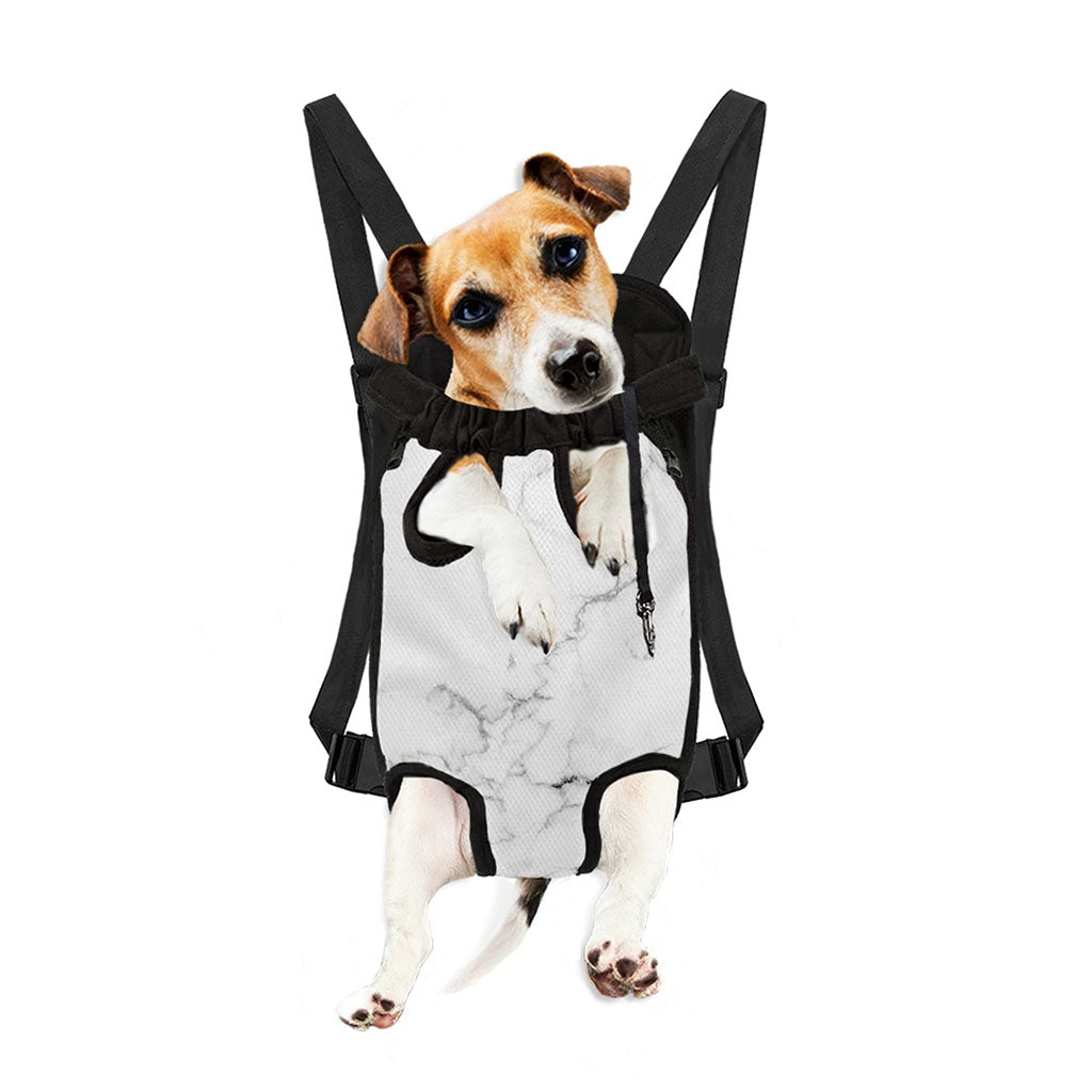 White Grunge Marble Print Pet Carrier Backpack