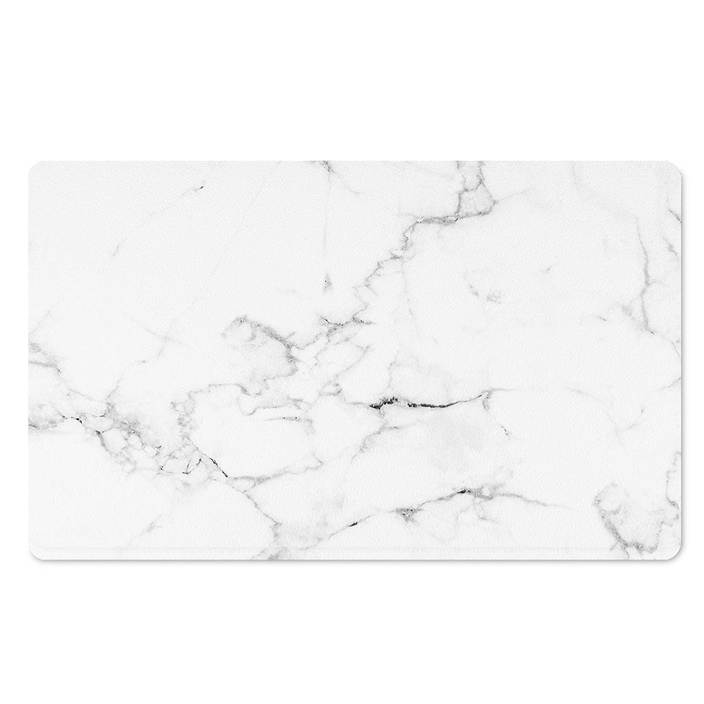 White Grunge Marble Print Polyester Doormat