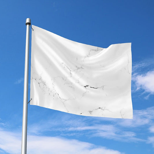 White Grunge Marble Print Polyester Flag