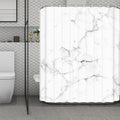 White Grunge Marble Print Polyester Shower Curtain