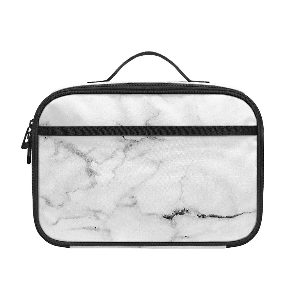White Grunge Marble Print Portable Lunch Bag