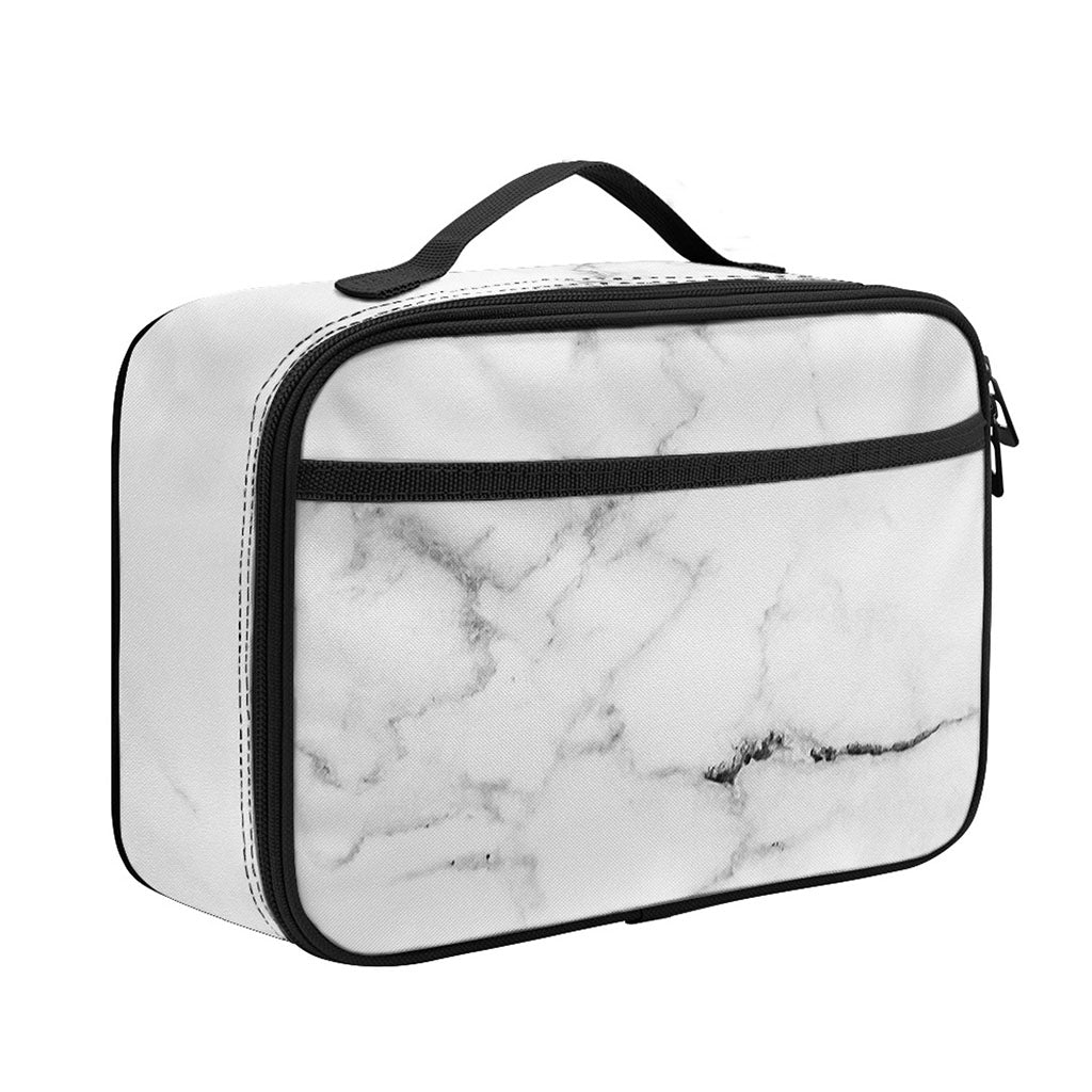 White Grunge Marble Print Portable Lunch Bag