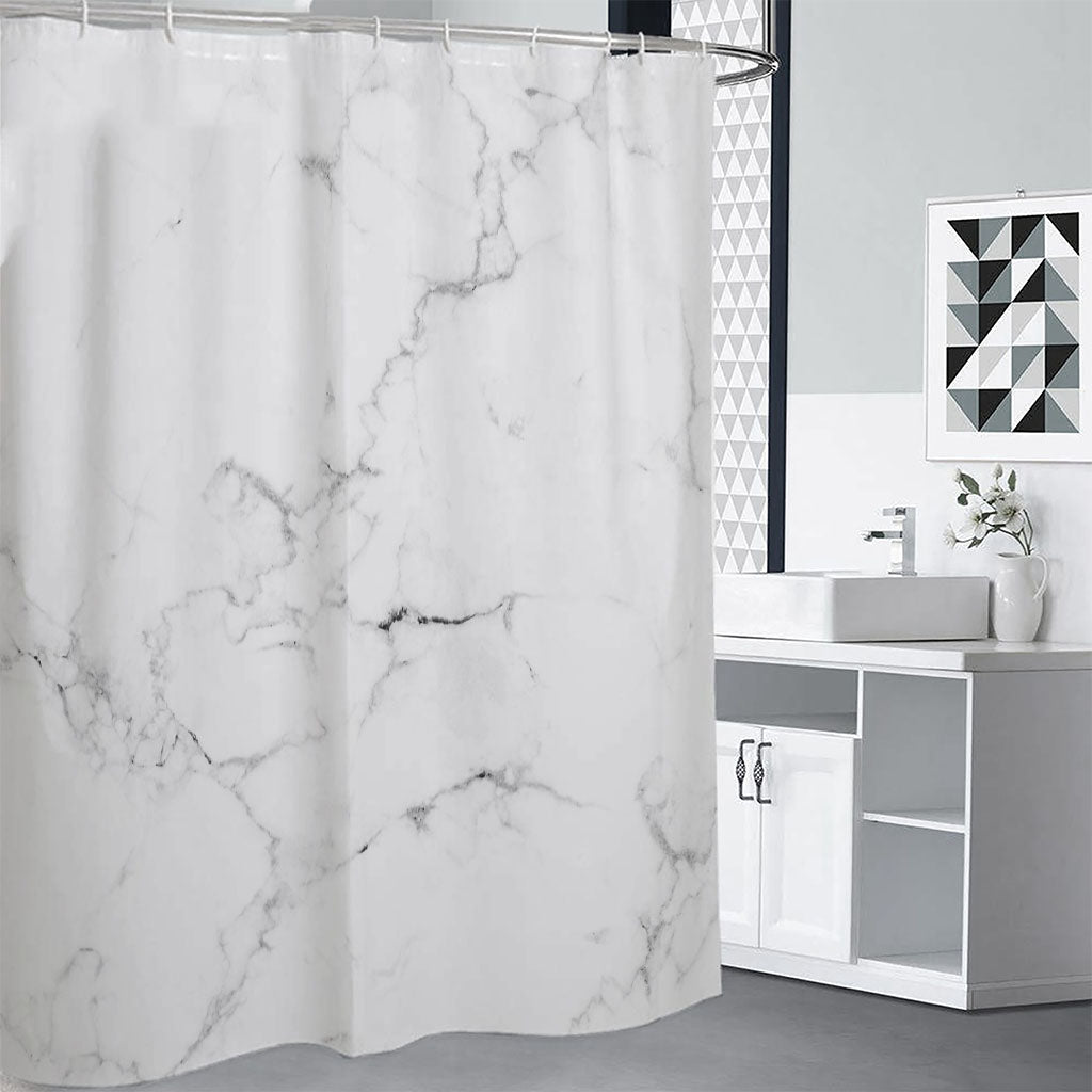White Grunge Marble Print Premium Shower Curtain