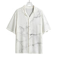 White Grunge Marble Print Rayon Hawaiian Shirt