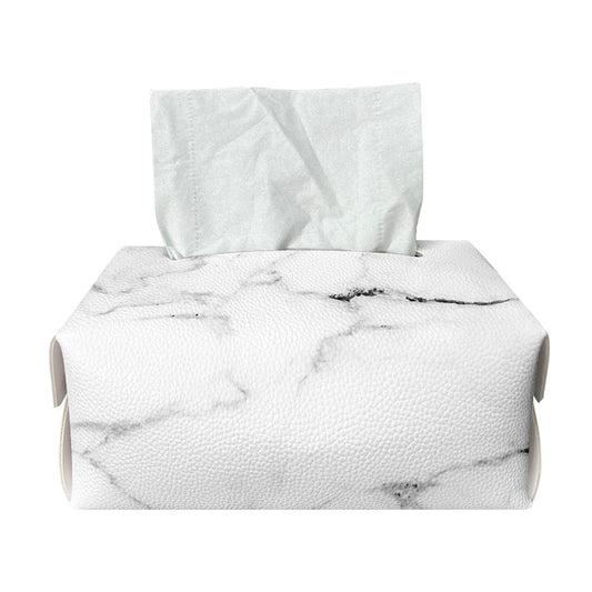 White Grunge Marble Print Rectangle Tissue Box Cover