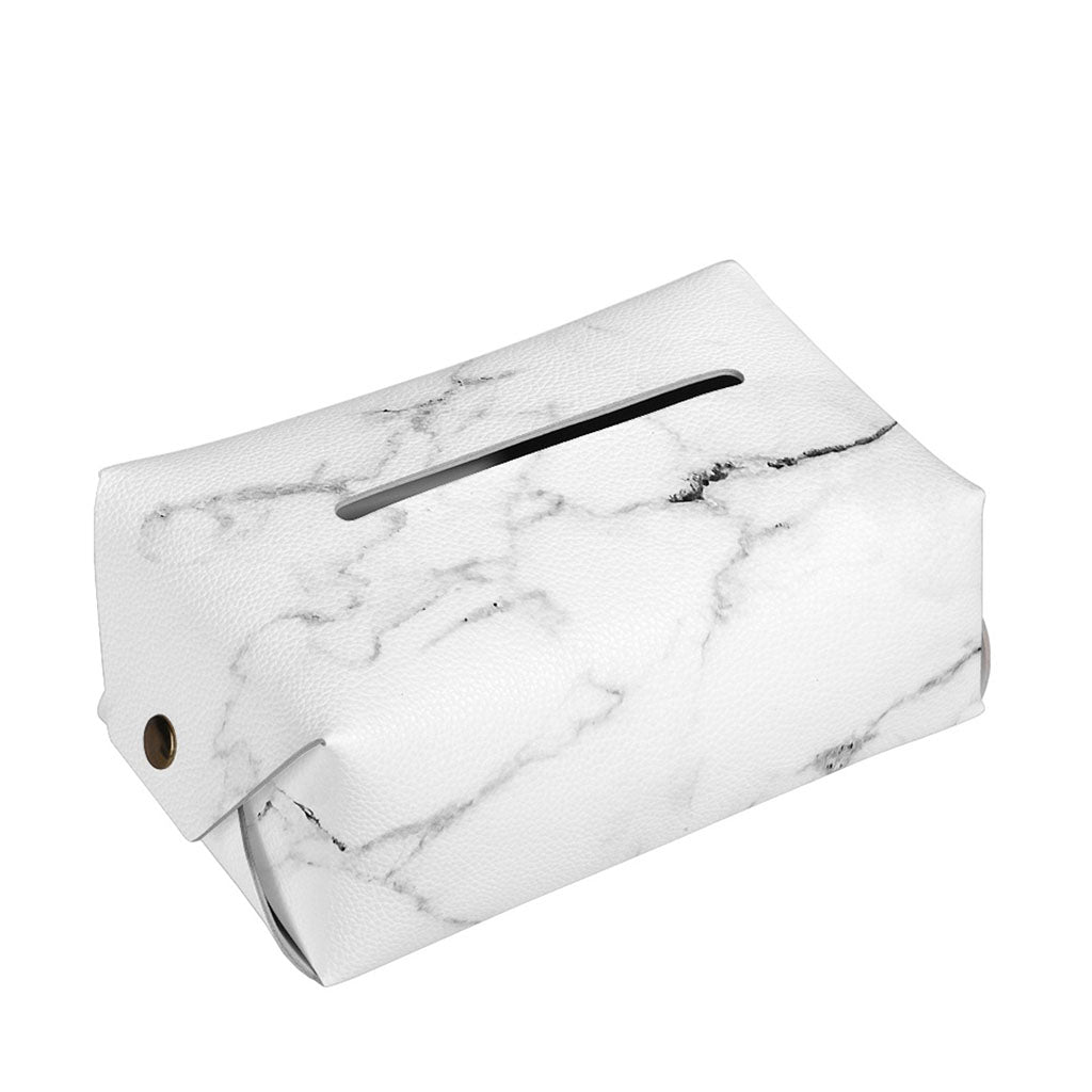 White Grunge Marble Print Rectangle Tissue Box Cover