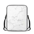 White Grunge Marble Print Rectangular Crossbody Bag