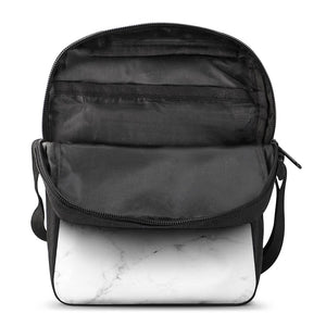 White Grunge Marble Print Rectangular Crossbody Bag