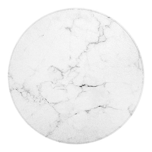 White Grunge Marble Print Round Blanket