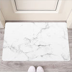 White Grunge Marble Print Rubber Doormat