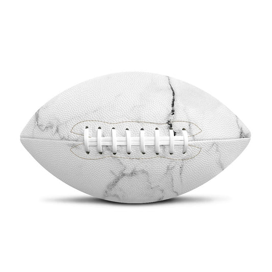 White Grunge Marble Print Rugby Ball
