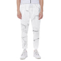 White Grunge Marble Print Joggers