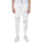 White Grunge Marble Print Scuba Joggers