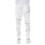 White Grunge Marble Print Scuba Joggers