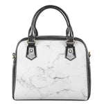 White Grunge Marble Print Shoulder Handbag