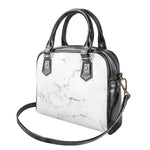 White Grunge Marble Print Shoulder Handbag