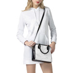 White Grunge Marble Print Shoulder Handbag