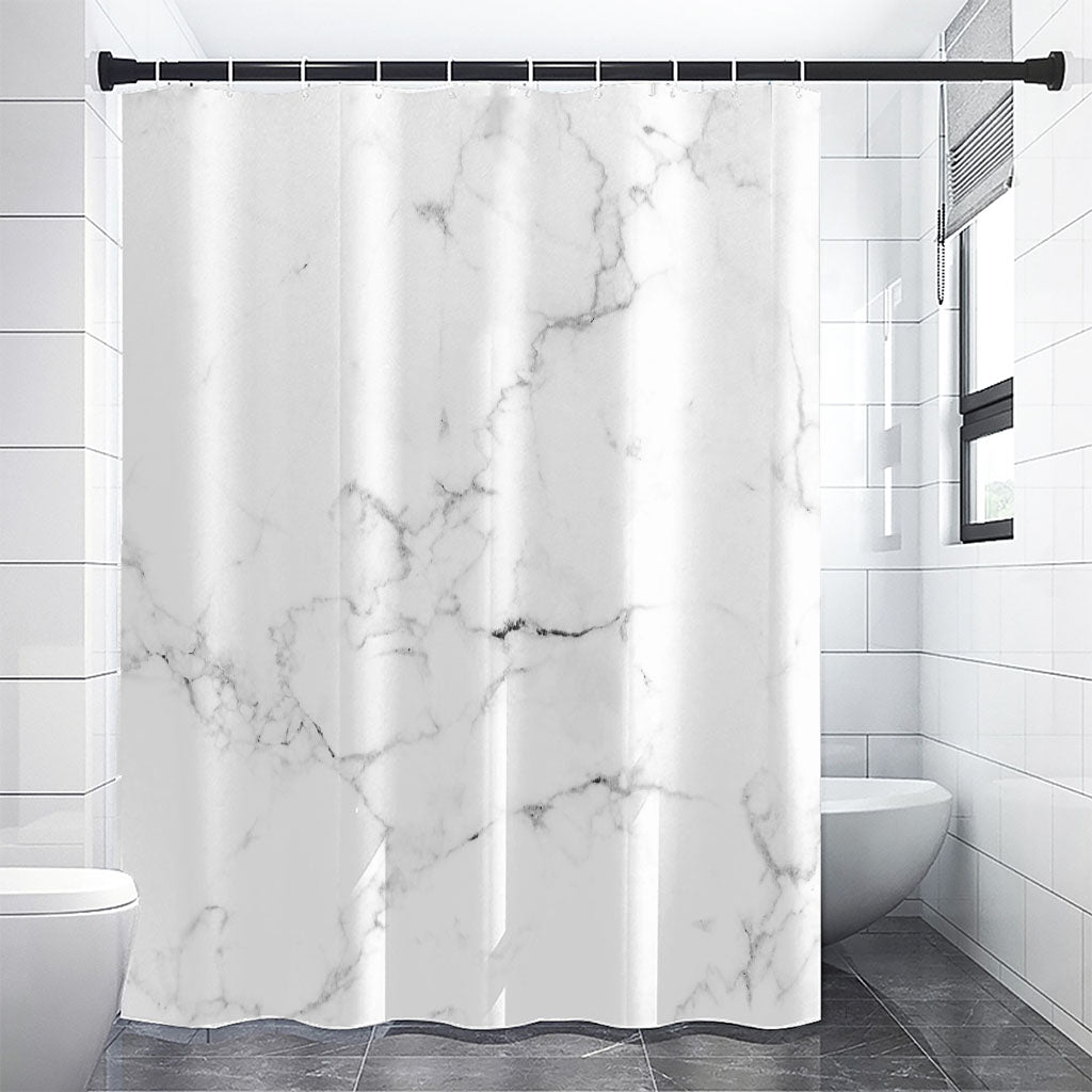 White Grunge Marble Print Shower Curtain