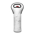 White Grunge Marble Print Single Neoprene Wine Tote