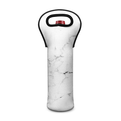 White Grunge Marble Print Single Neoprene Wine Tote