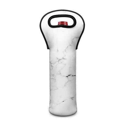 White Grunge Marble Print Single Neoprene Wine Tote