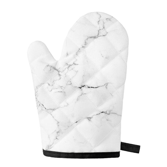 White Grunge Marble Print Single Oven Mitt