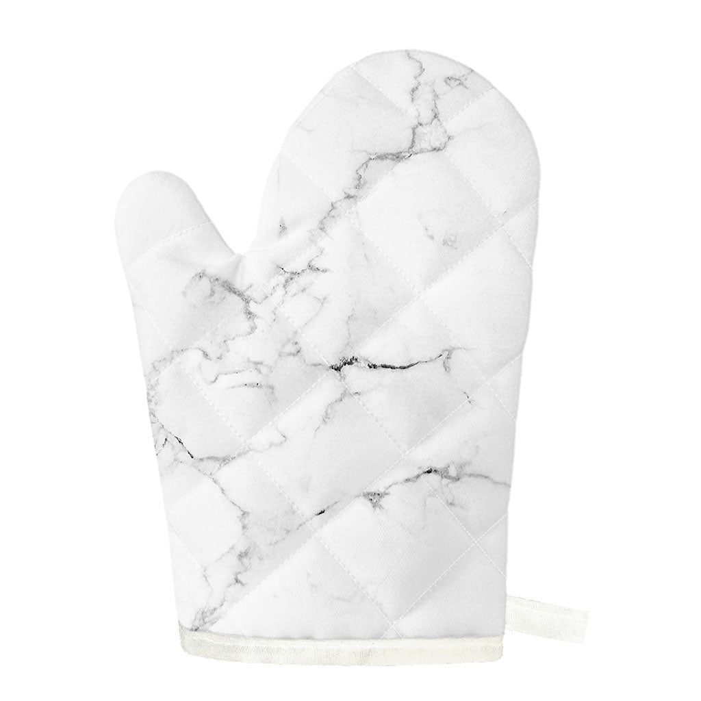 White Grunge Marble Print Single Oven Mitt