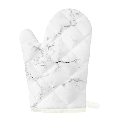 White Grunge Marble Print Single Oven Mitt