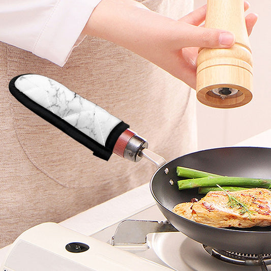 White Grunge Marble Print Skillet Handle Cover