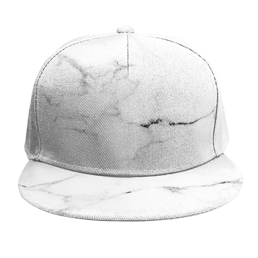 White Grunge Marble Print Snapback Cap